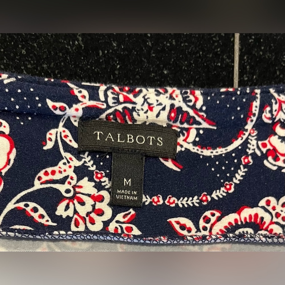 Talbots Jersey Knit Maxi Skirt elastic Waist side Slits red-white-blue SZ. Med - Picture 3 of 15